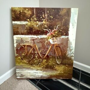 Canvas Wall Painting, Bicycle on a Wall. (Oil Painting on Canvas 20in x 24in)